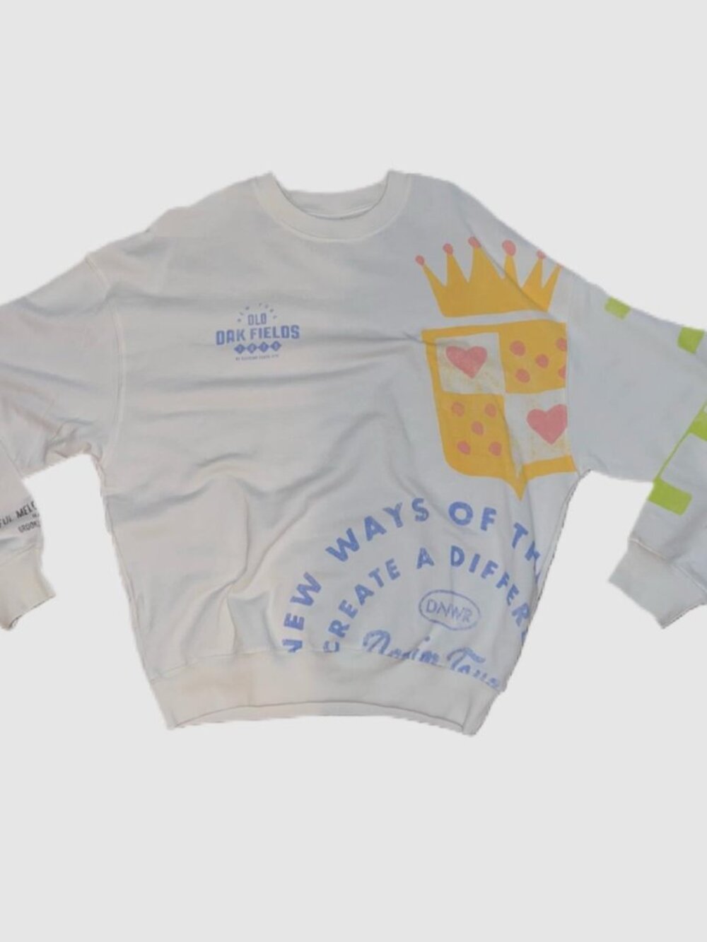 Zara White Graphic Crewneck Sweatshirt New York Old Oak Fields 1975 Size Small